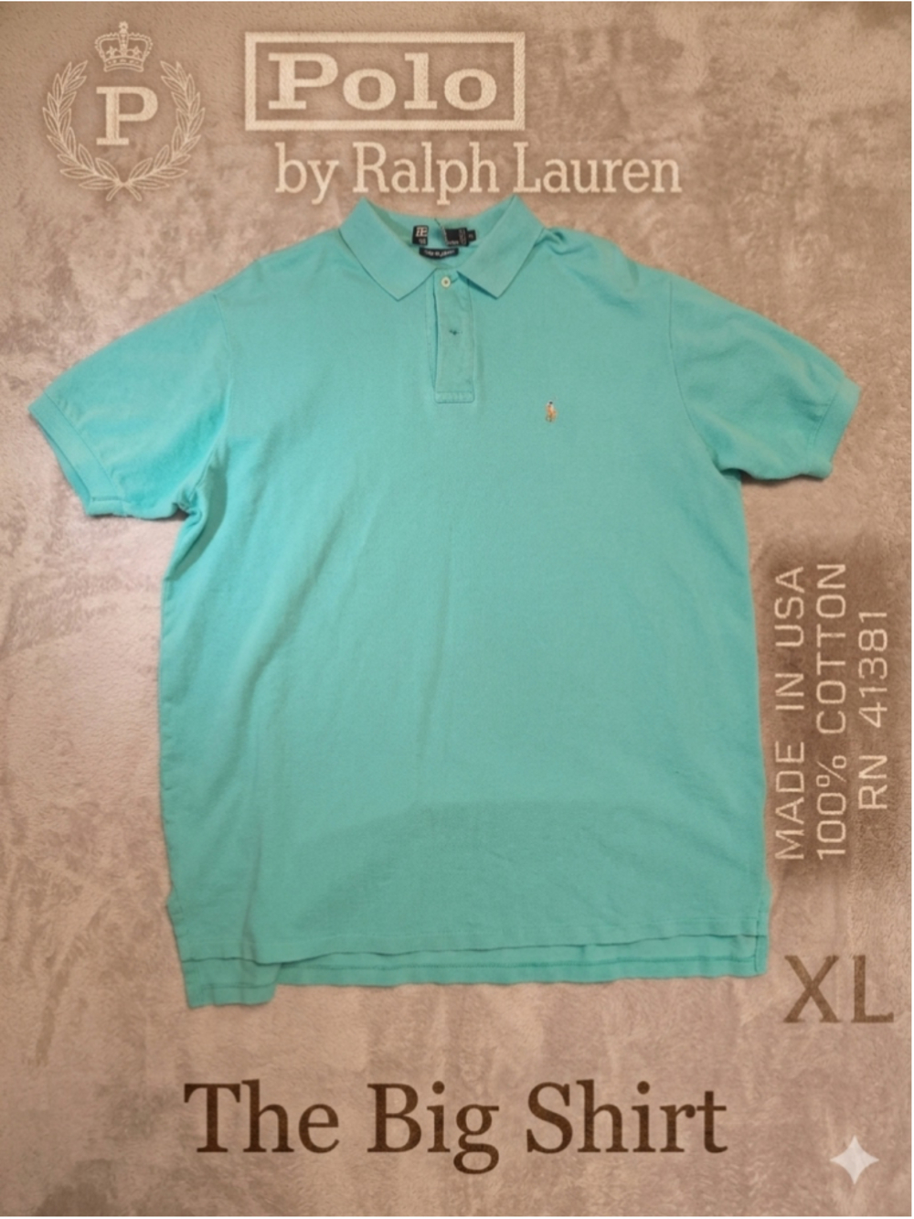 VTG 90s Polo Ralph Lauren The Big Shirt Polo Mens XL Turquoise Teal Made in USA